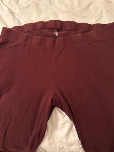 Women's Burgundy Wine Cotton Leggings Stretch No Pockets 14/16 - Picture 7 of 7