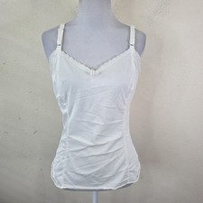 Vintage Nylon Lace Trim Camisole Slip Top Coquette Vintage Size Medium Ivory