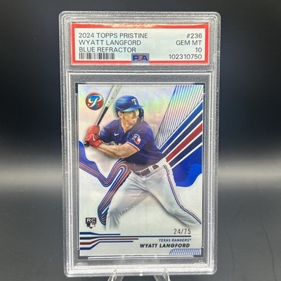 2024 Topps Pristine Blue Refractor  /75 Wyatt Langford PSA 10 #236 Rangers