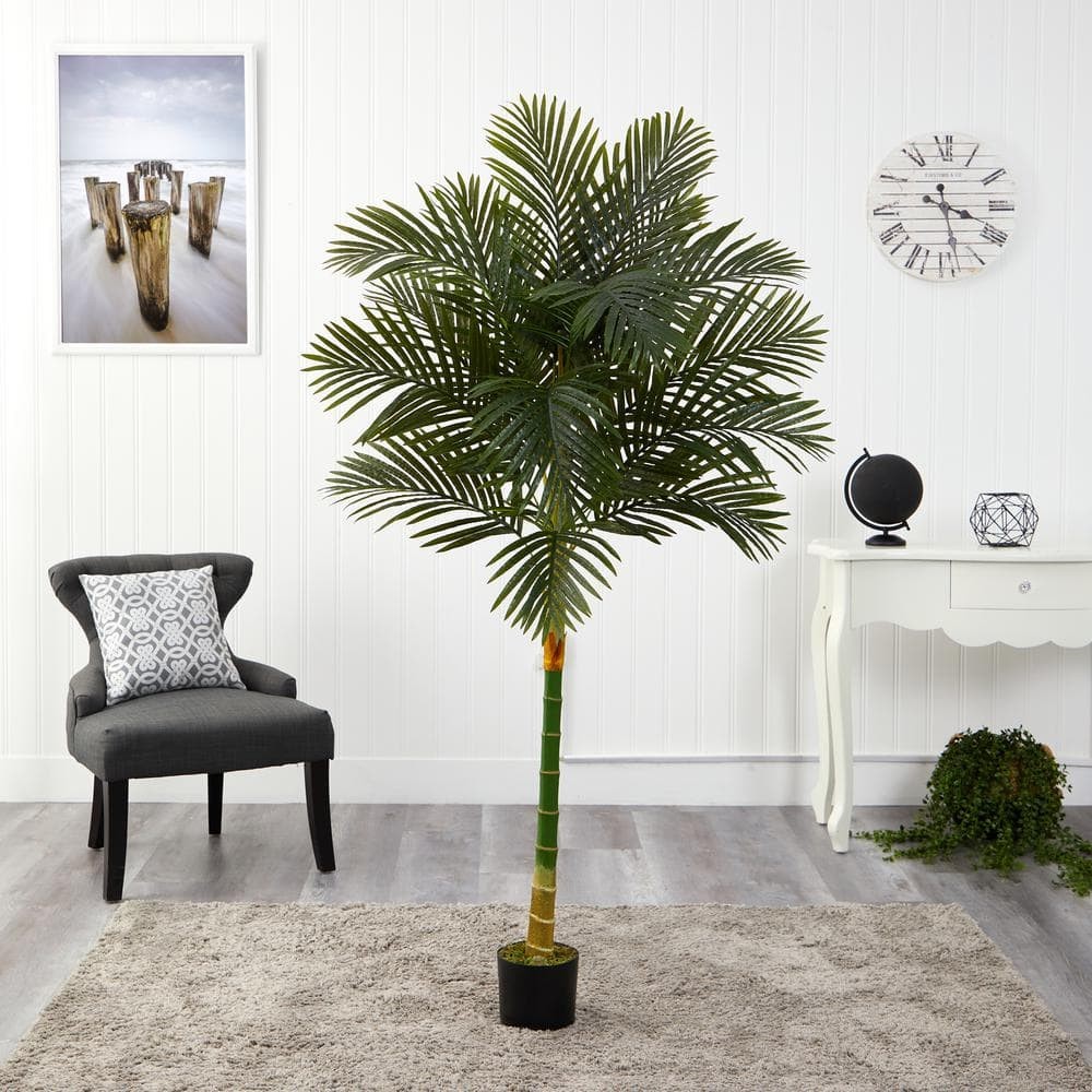 6 ft Tall Artificial Golden Cane Palm Tree Single Stalk