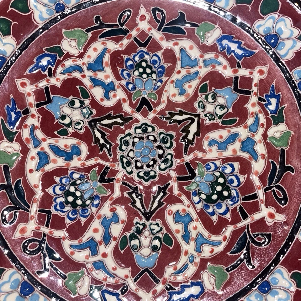 Hand Made Turkish Kutahya Ceramic Textured Wall Plate - Plum Blue - Image 2 of 4