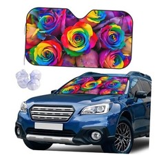 Car Windshield Sun Shade - Car Front Window Shades - Small Rainbow Roses