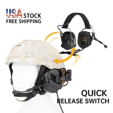 EAMOR  M32X Plus Tactical Headset With Helmet ARC Adapters and Microphone Black