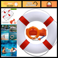20" Life Preserver Ring  98.4FT Floating Rescue Rope, Pool Safety Buoy, Throwab