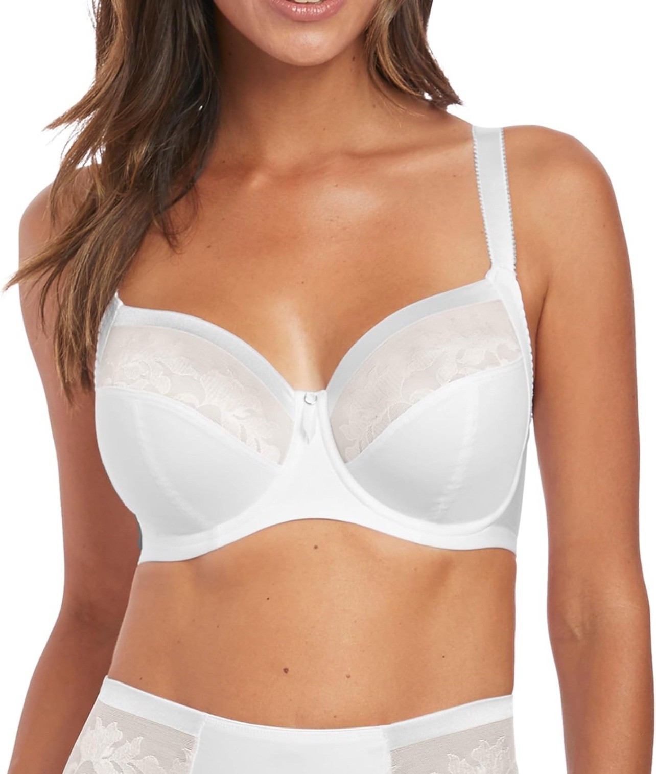 Fantasie Women's Full Cup Side Support Illusion Bra Wired White 30J BNWT