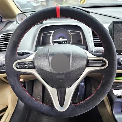 Alcantera Steering Wheel Cover Genuine Leather Wrap for HONDA INSIGHT 2010-2012