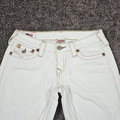True Religion Jeans Womens 27 White Flare Low Rise Cotton Denim