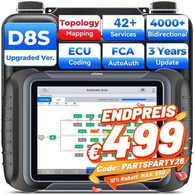 XTOOL D8S 2.0 Auslesegerät KFZ OBD2 Diagnosegerät Scanner ALLE SYSTEM ECU Coding