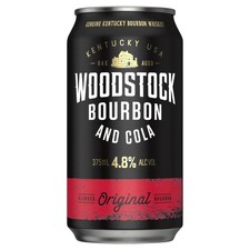 Woodstock Bourbon and Cola, Full-Bodied Mixed Drink, Smooth Whiskey Premix, 4.8%