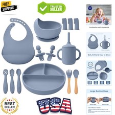 Silicone Baby Feeding Set 14 Pcs,Baby Led Weaning Supplies, Baby Spoons Sucti...