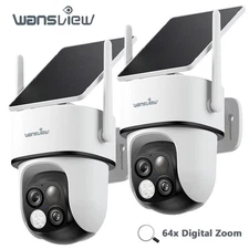 2Pcs Wansview Dual-Cam Wireless Solar Security Camera 360°PTZ 2K Human Detection
