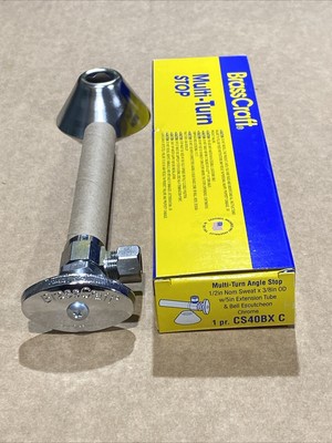 BrassCraft Stop Valve, Multi-Turn 1/2 in x 3/8 in Connection, CS40BX C New