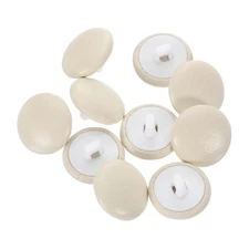 10pcs PU Leather Covered Button 15mm Plastic Shank Round Button, Beige