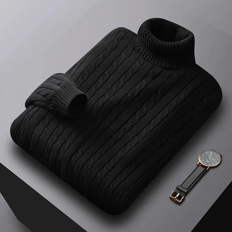 Men's Turtleneck Soft Sweater 2024 Warm Knitted Autumn/winter Pullover Jumper - Image 4 of 4