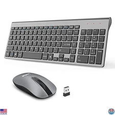 LeadsaiL Compact Wireless Keyboard & Mouse Set - Silent USB Combo for Windows