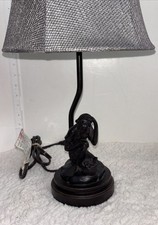Vintage Resin Monkey Chimpanzee Bananas Table Lamp 18 Tall Gray Metallic Shade