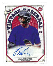 OMARI DANIEL 2023 ONYX VINTAGE BASEBALL ON CARD AUTO BLUE INK