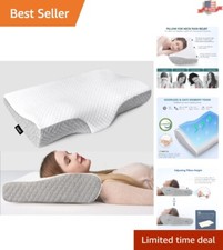 Contoured Memory Foam Pillow for Neck Pain Relief - Adjustable Cervical Support