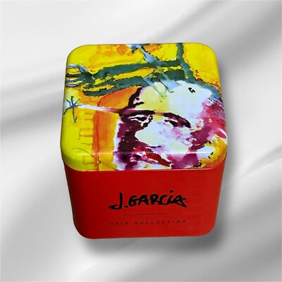 J. Garcia Jerry Tin ''poet Absorbs The War  Painting  4x4x3.5 Empty Stash Box