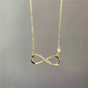 Authentic Women's Infinity Necklace Simulated Diamond 1Ct Round Cut 14K Yellow Gold Plated