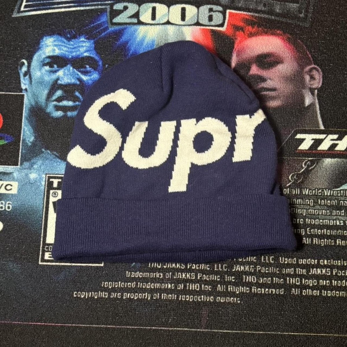 24FW Supreme Big Stripe Beanie Navy 新品 SUPREME® 