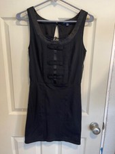 American Eagle Outfitters Mini Dress Size XS Black Cut Out Zip Back Bow (s232)