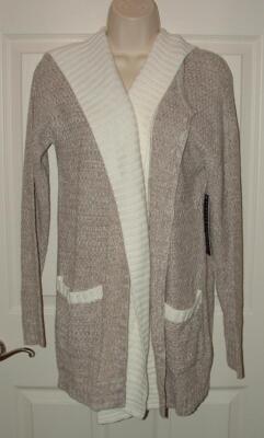 NEW NWT Roomy Sz Small Hooded Lightweight Open Sweater Pockets ABSOLUTELY FAMOUS