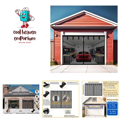Premium Garage Door Screen for 1 Car Garage 12x9ft, Heavy Duty Durable Fiberg...