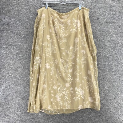 New Bice Skirt Women 24W Plus Beige Floral Lined Pull On Maxi Mid Rise Casual