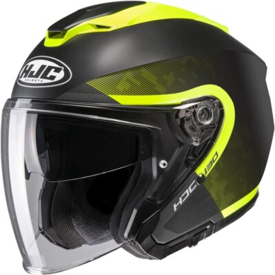 Helm Helmet Motorrad Doppelt Visier Jet HJC i30 Dexta Black Gelb MC3HSF GRÖSSE