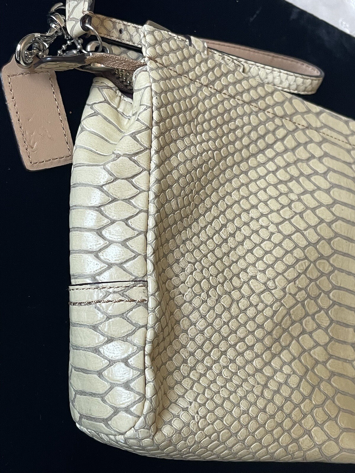 COACH Beige Leather Python Stamped Medium Clutch … - image 10