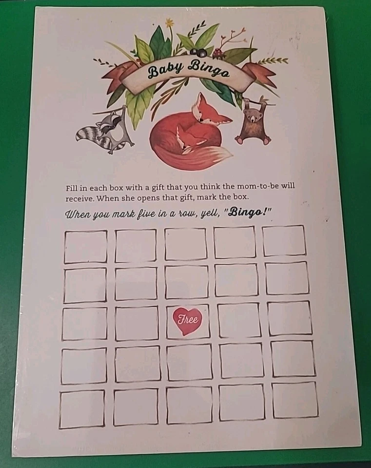 Tarjetas de juego de baby shower (50) cartulina bosque bosque animales bebé bingo nuevo  Foto 2 de 4