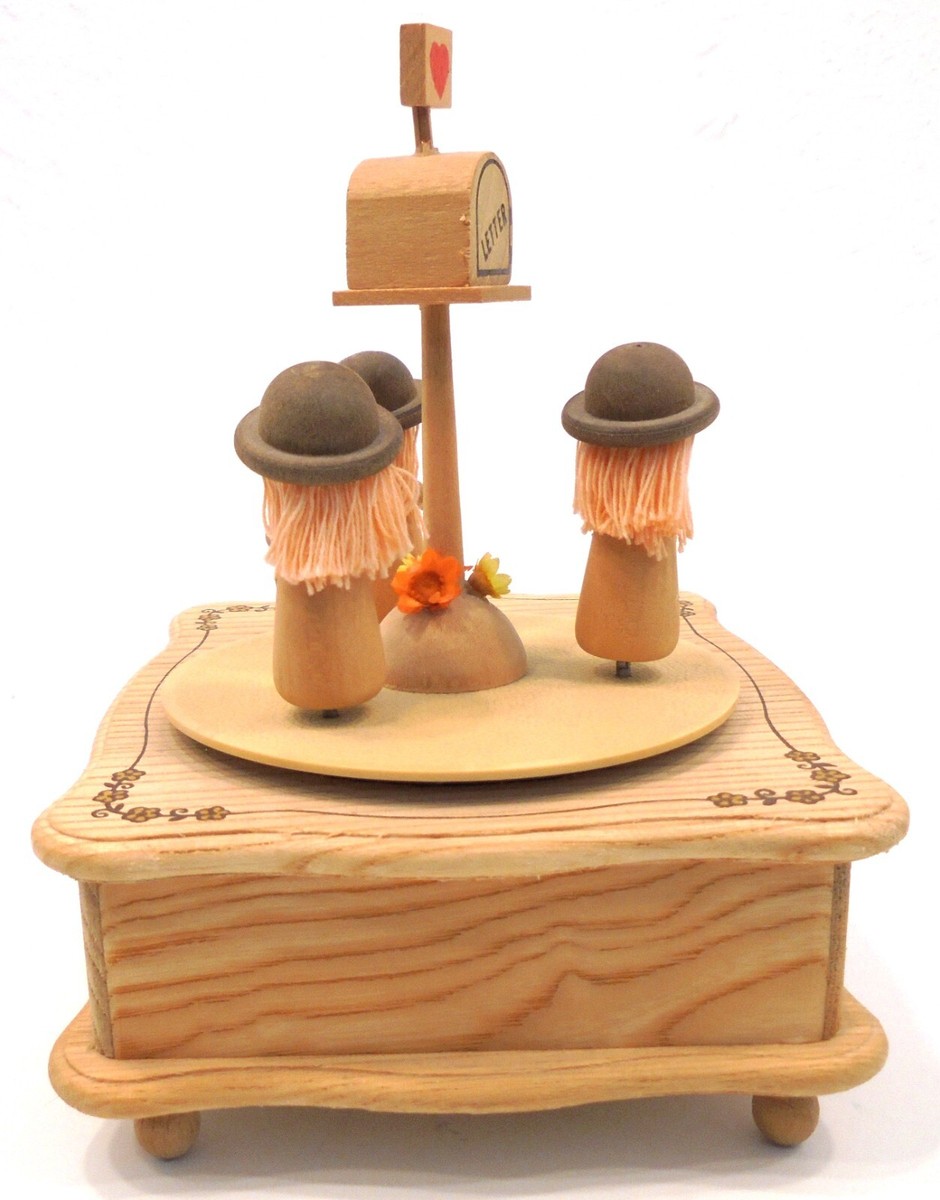 Vintage Schmid Wooden Music Box with Drawer Tune #268 Feelings