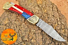 CUSTOM HANDMADE FORGED DAMASCUS STEEL FOLDING BLADE BACK LOCK POCKET KNIFE 1505