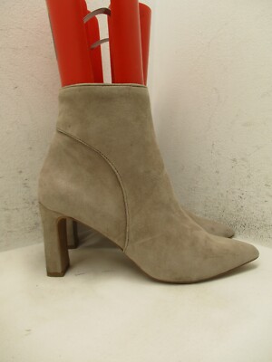 Steve Madden JENN Taupe Suede Side Zip High Heel Ankle Boots Womens Sz 8.5 M