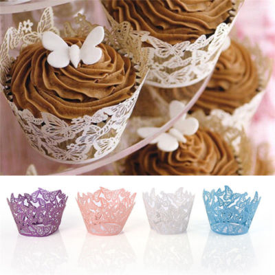 25-100 Spitze Laser geschnitten Cupcake Verpackung Liner Schmetterling Papier Backen Tasse Muffin UK