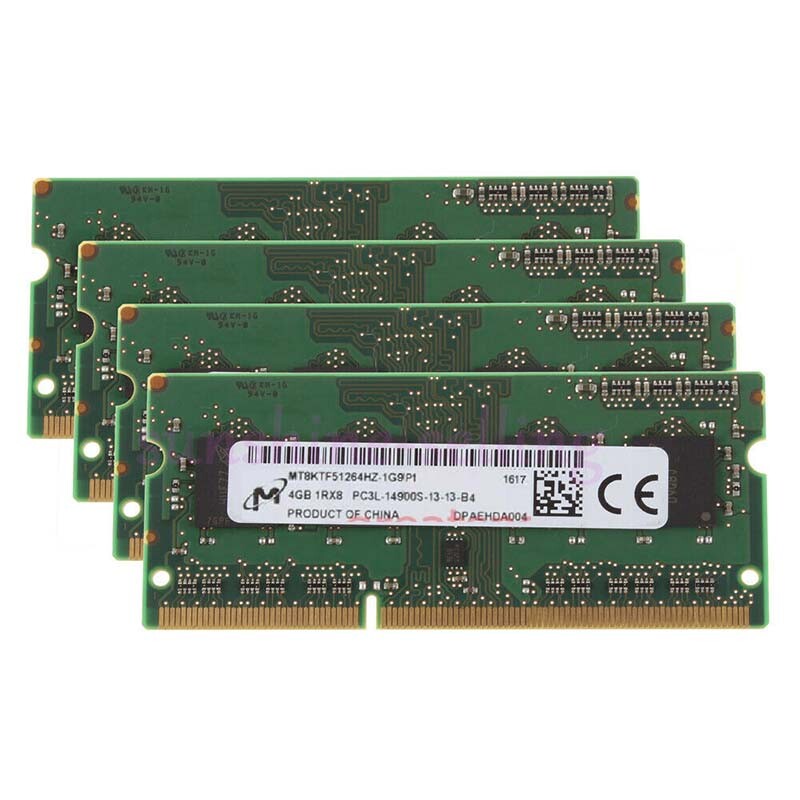 Micron 4x4GB 1Rx8 PC3L-14900 DDR3L-1866MHz SO-DIMM Laptop Memory RAM