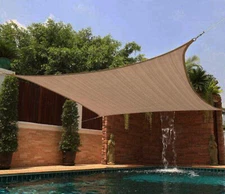 Ifenceview Brown Rectangle 12'x16' UV Sun Shade Sail Pool Canopy Awning Outdoor 