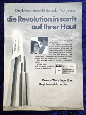 Gillette Super Silver, Rasierklingen, Platinveredelt originale Werbung aus 1970