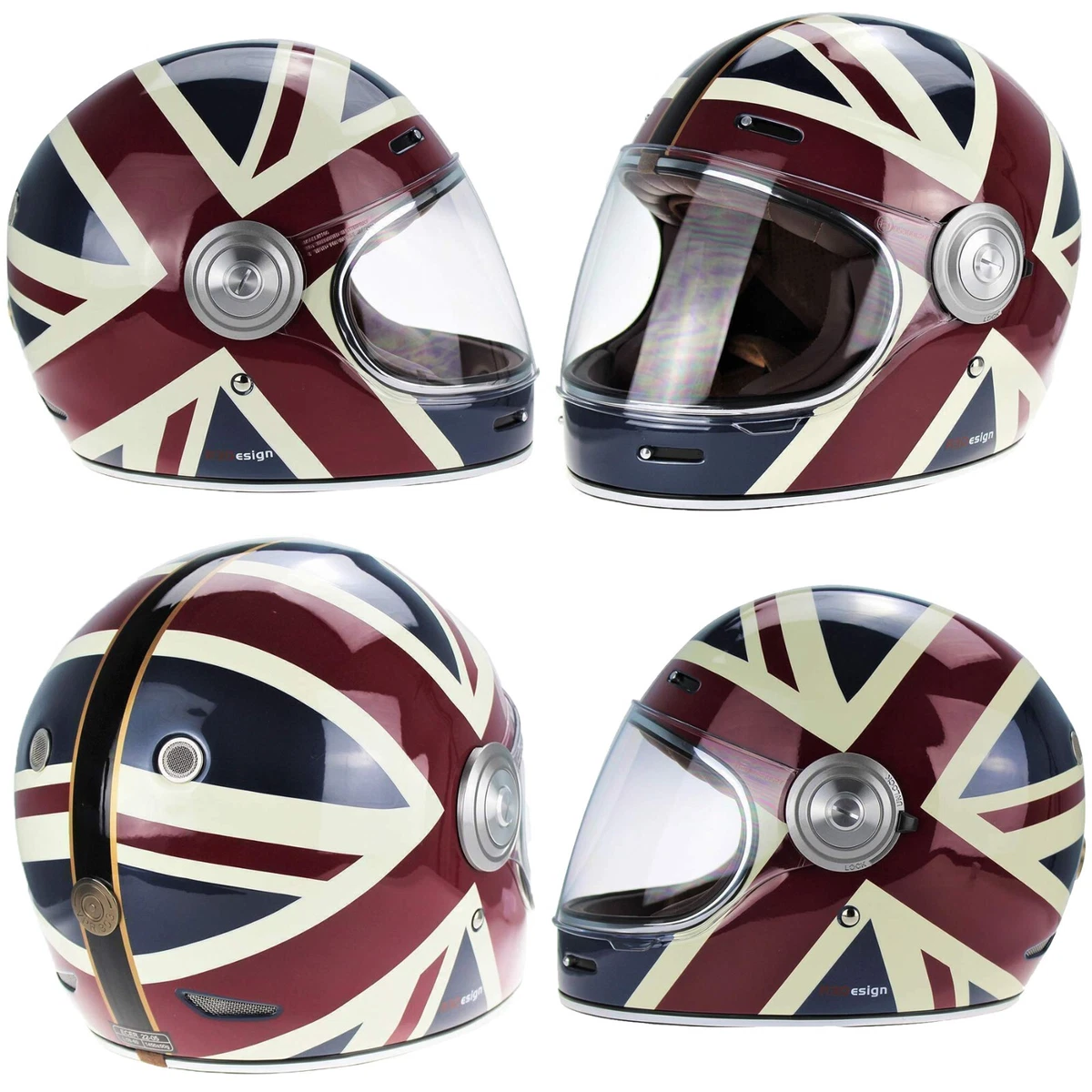 Viper F659 Premium Full Face Fibreglass Classic Motorcycle Helmet Union Jack