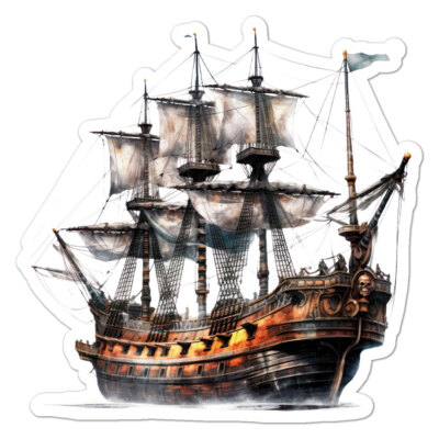 Pirate Ship Sail, Vinyl Decal Sticker, Indoor Outdoor, 3 Sizes, #9989