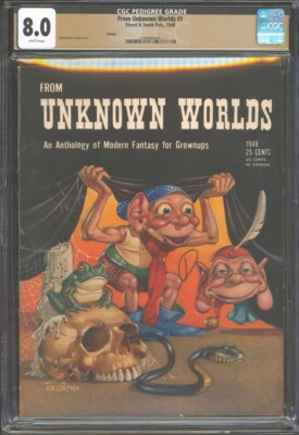 From Unknown Worlds 1948, #1. CGC Yakima Pedigree 8.0 VF.  Pulp