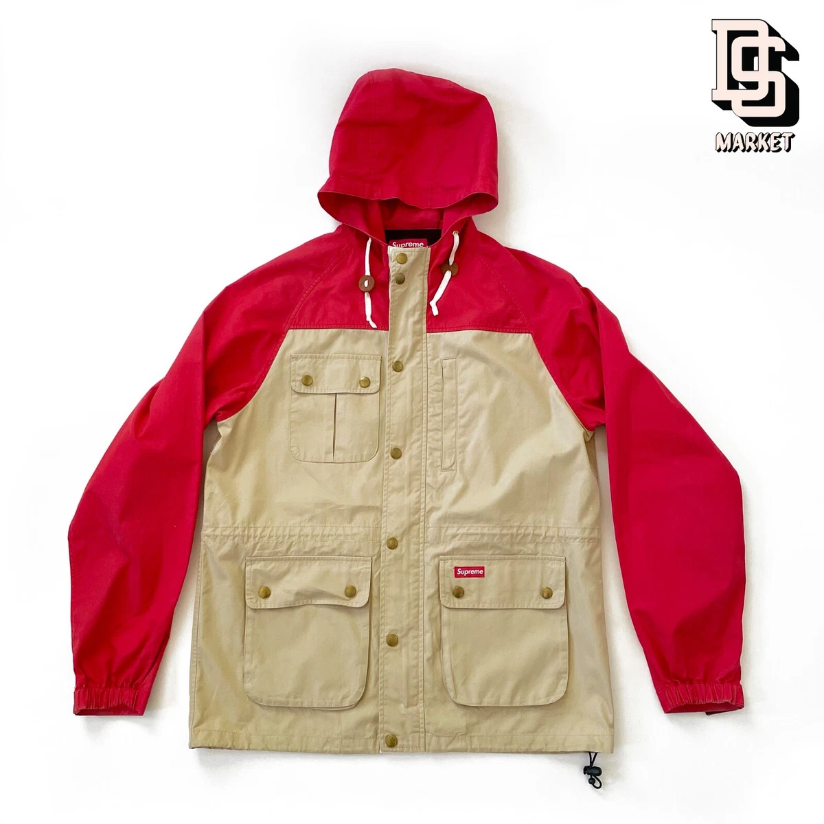 SUPREME VENTILE JACKET S/S 2009 TAN RED PARKA BOX LOGO KAWS HOODIE