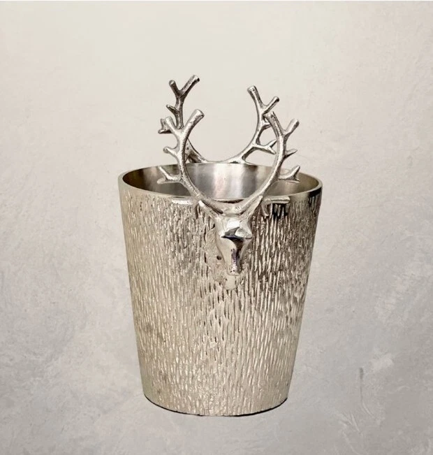 Stag Deer Head Ice Bucket for Wine Champagne and Bubbly Spirits Aluminium Cast