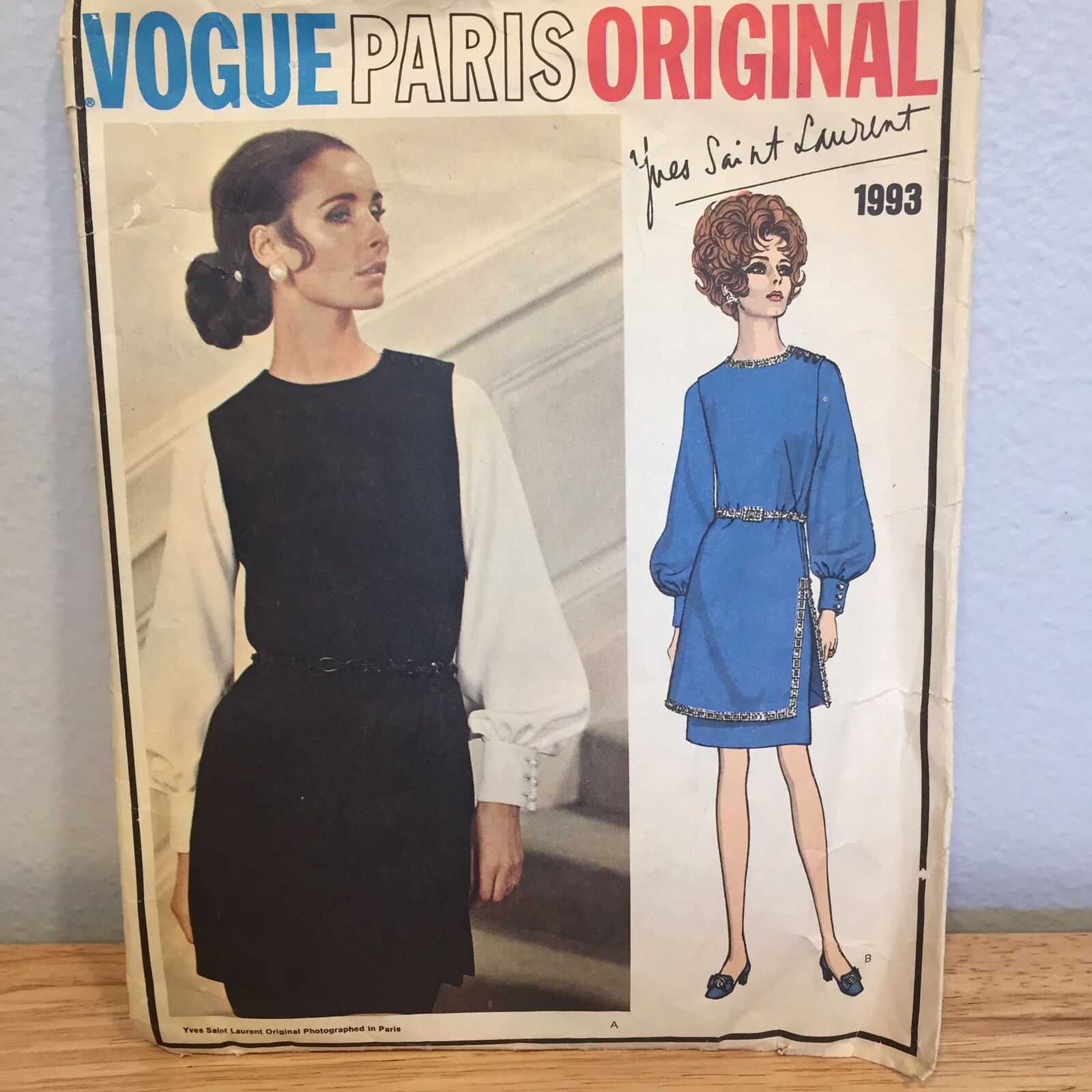 Abito donna vintage VOGUE Paris originale Yves Saint Laurent modello cucito taglia 8