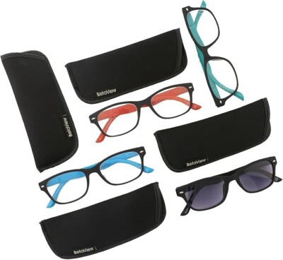 Betaview Lesebrille 4er Pack, Unisex, mattschwarzes Gestell, farbige Arme.