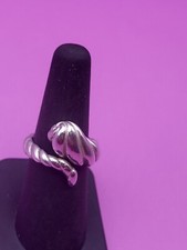 Vtge Sterling Silver 925 Modernist Swirled Ring Sz 7, 10 Grams Signed, Sterling