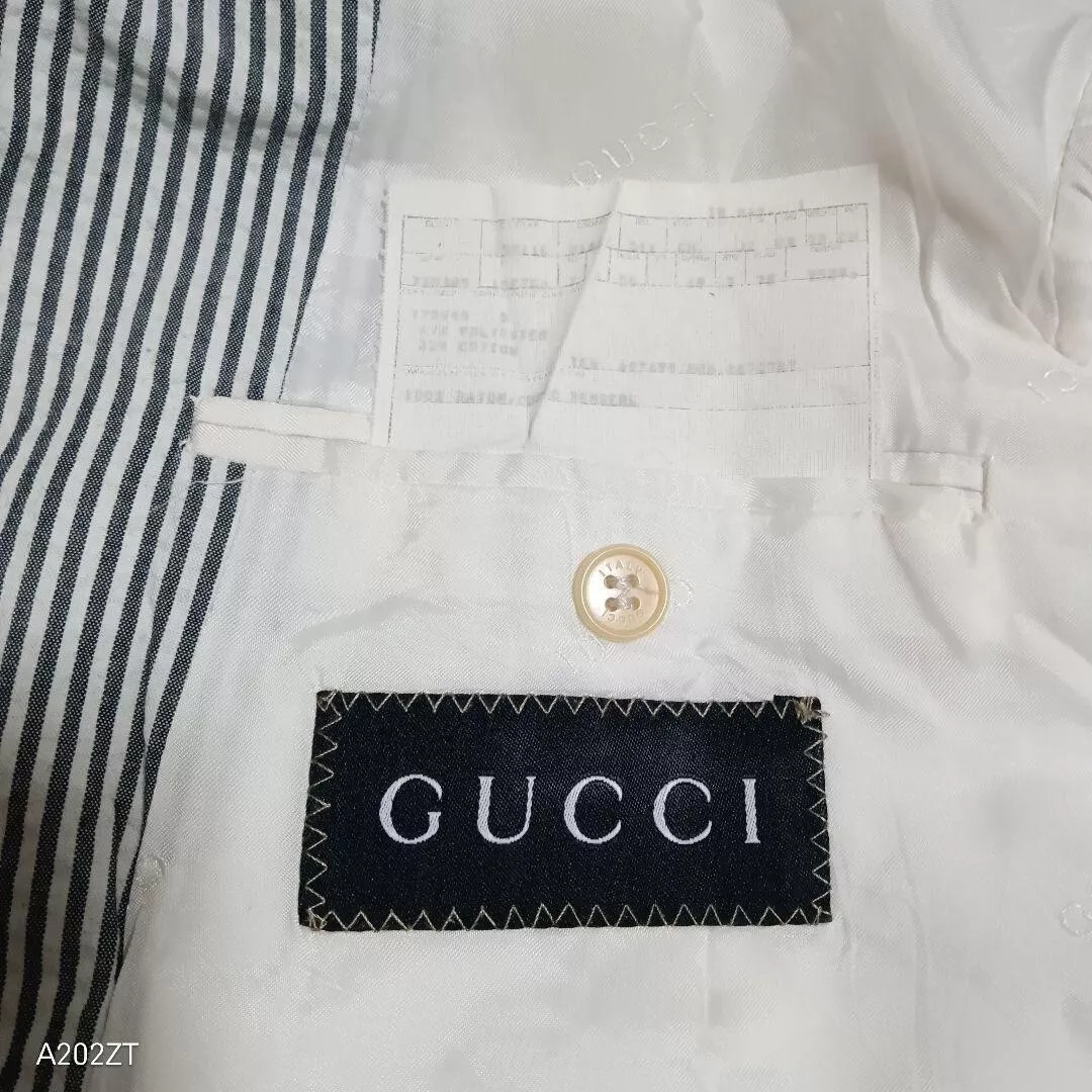 Rara tuta casual Gucci Seersucker con motivo a righe coniche usata taglia 50 L