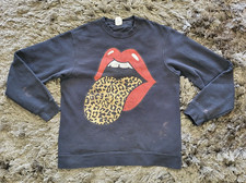 The Rolling Stones Sweatshirt Medium Black Leopard Rock Band Music Pullover Flaw