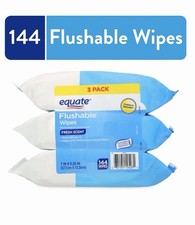 Equate Fresh Scent Flushable Wet Wipes 144 Count 3 Pack 